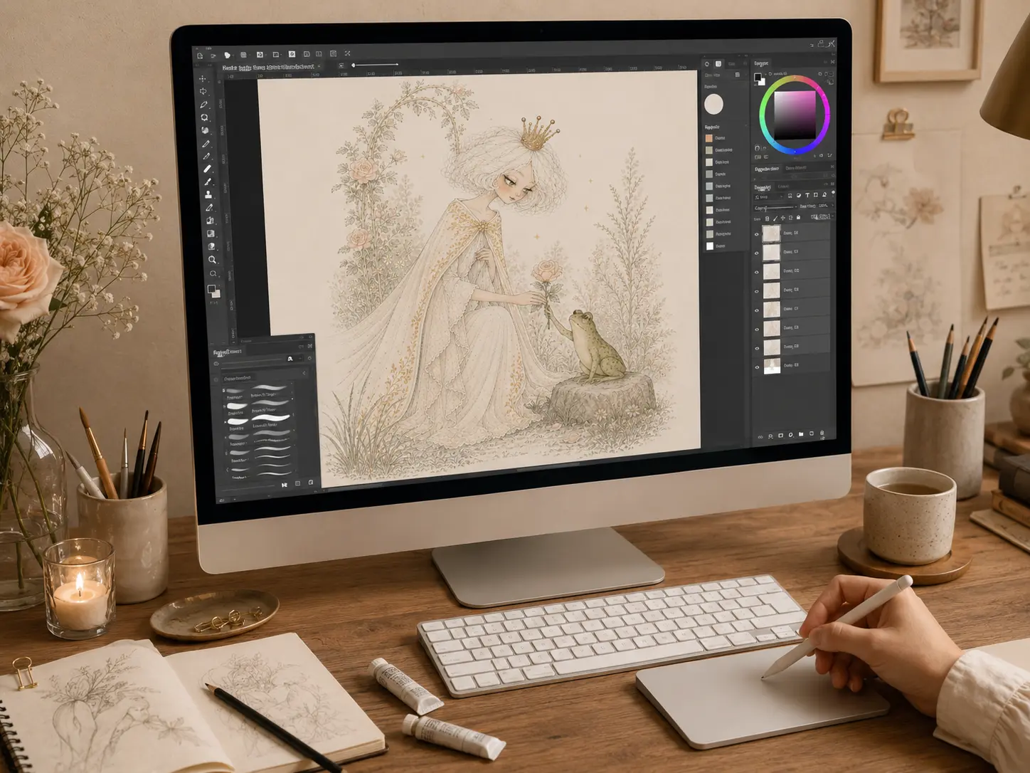 Digital painting of the artwork in the studio