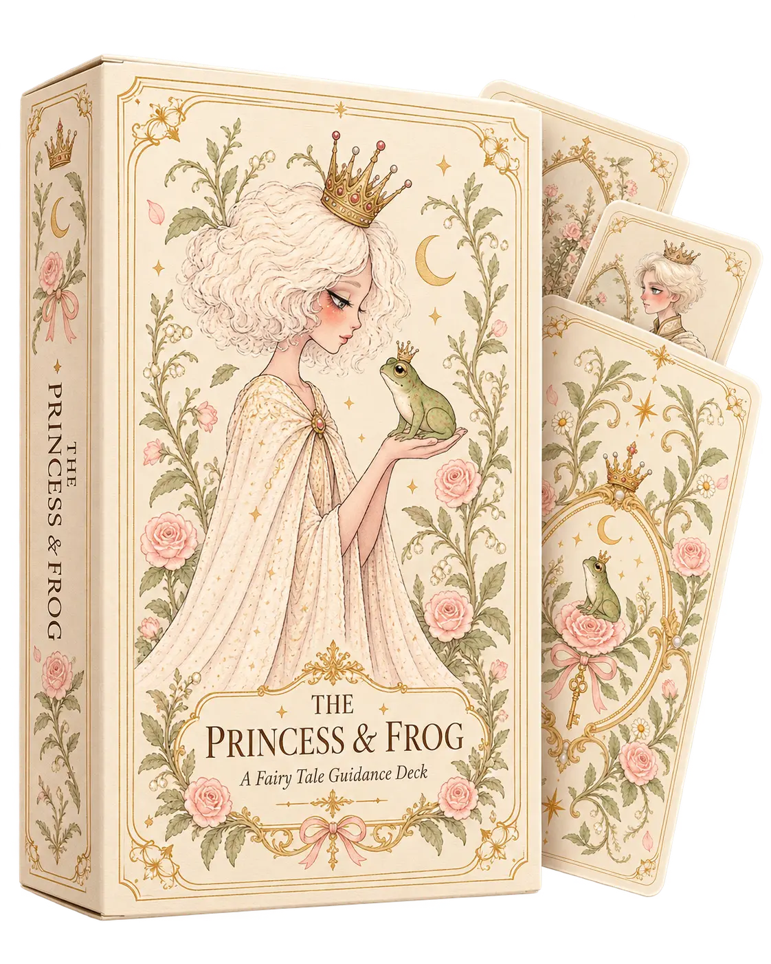 The Princess & Frog oracle deck box with fanned cards