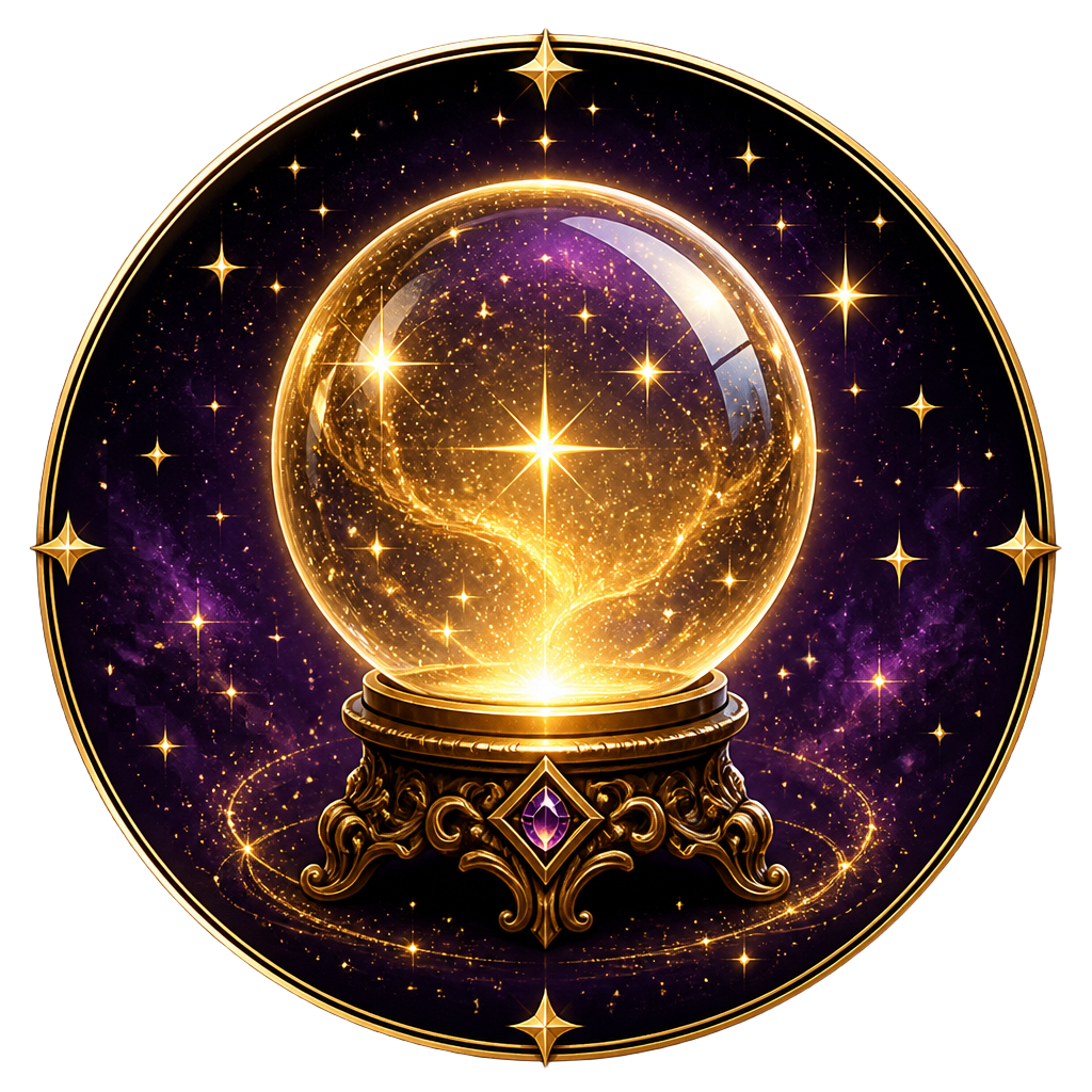 Glowing golden crystal ball