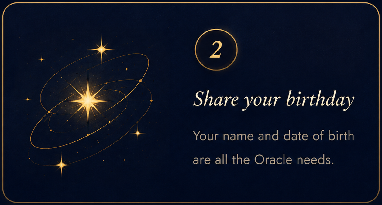 Step 2: Share your birthday — your name and date of birth are all the Oracle needs